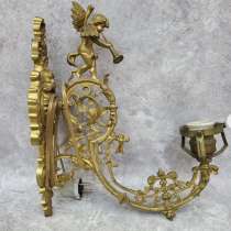 Настенный светильник с ангелом с дудочкой, бронза, золочение, в Ставрополе