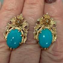Продаю серьги ручной работы с натуральной бирюзой, в Воронеже