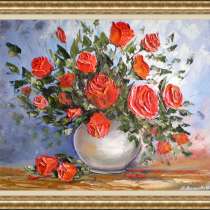 Картина маслом "Букет из красных роз.", в Ростове-на-Дону