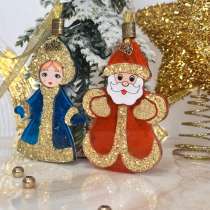 Елочные игрушки из смолы Дед Мороз со Снегурочкой, в Москве