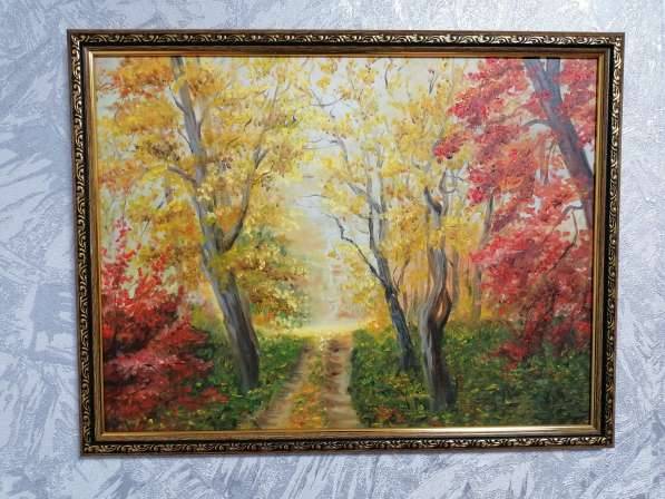 Картина в рамке маслом пейзаж Осень