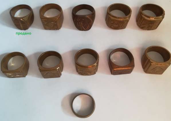 Кольца-печатки медные, 10 разных в Новосибирске
