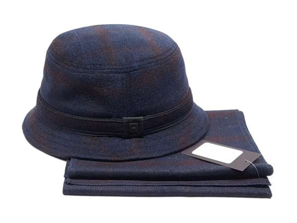 Шляпа панама шарф шерстяная мужская Gentelmens (т. синий)