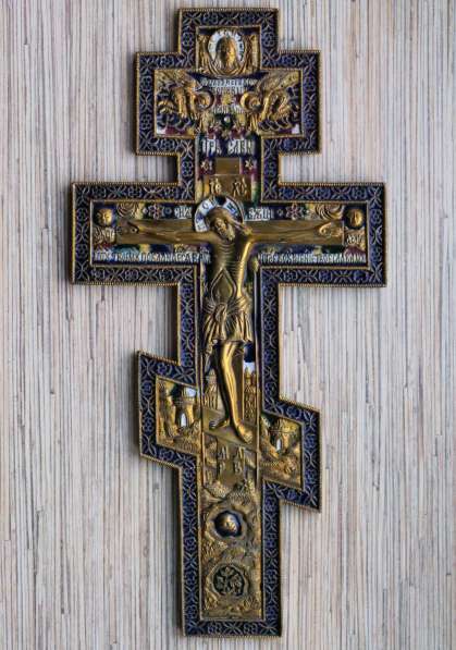 Старообрядческий киотный крест с эмалями. Русский Север, 18в