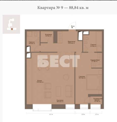 Продам трехкомнатную квартиру в Москве. Жилая площадь 89 кв.м. Этаж 6. Дом монолитный. в Москве фото 9