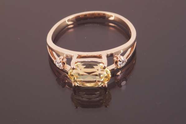 Кольцо золотое с овальным Гелиодором и бриллианты в Москве фото 4