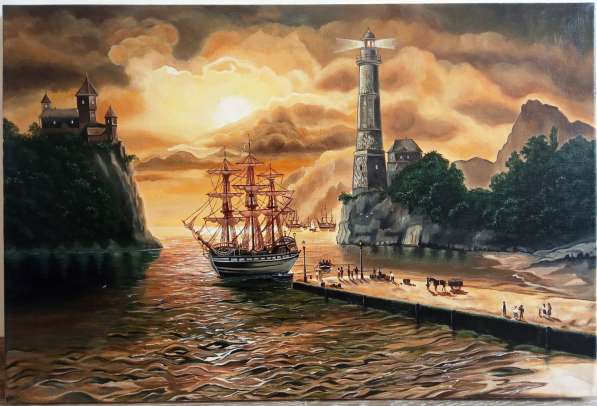 Картина "Морской закат", 50х75см, холст, масло