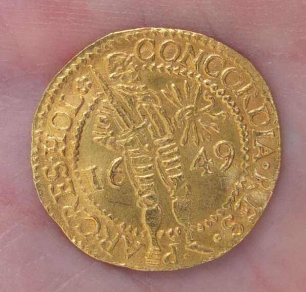 Золотая монета голландский червонец 1649 года