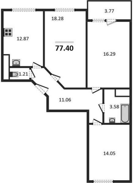 Продам трехкомнатную квартиру в Волгоград.Жилая площадь 77,40 кв.м.Этаж 7.