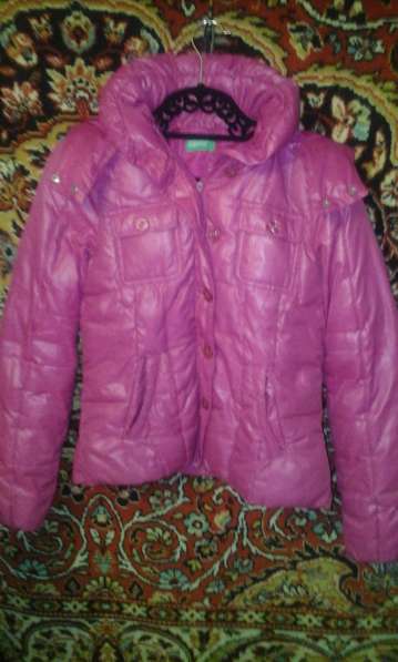 Б. у розовая теплая куртка для девочки 11-12лет