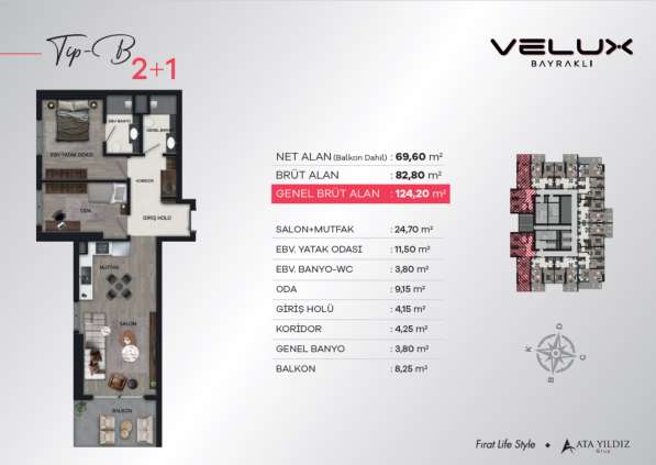 3-к. квартира 124м ² Турция, Бодрум, Измир в фото 7