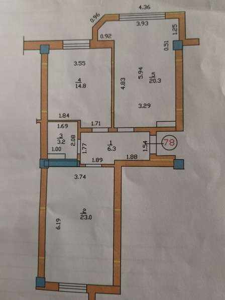 2 комнаты, 68 м², Элитка, 2 этаж, Без ремонта в фото 3