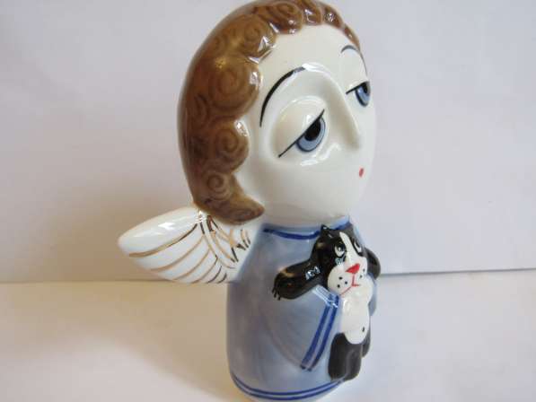 Ангел с котиком статуэтка авторская керамика Вербилки