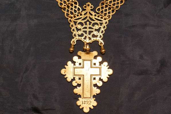 Старинный серебряный старообрядческий наперсный крест. 1893 в Санкт-Петербурге фото 4