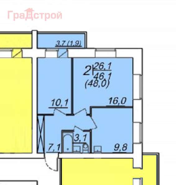 Продам двухкомнатную квартиру в Вологда.Жилая площадь 48 кв.м.Этаж 2.Есть Балкон. в Вологде фото 5