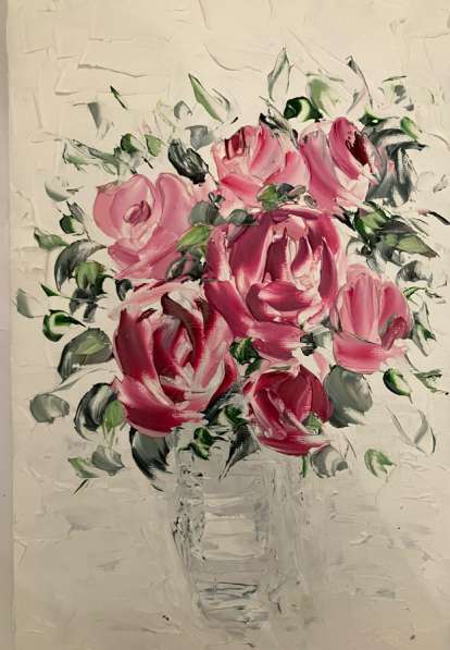 Картина маслом Цветы мастихином