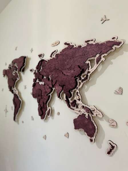 Карта мира из дерева на стену, панно из дерева карта мира