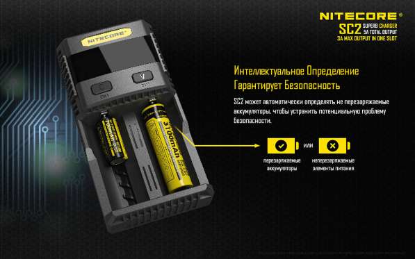 NiteCore Автоматическое зарядное устройство для Li-ion / NiMH / NiCd NiteCore SC2 в Москве фото 4