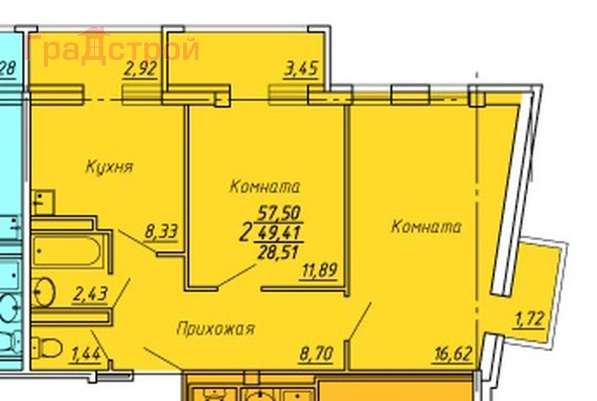 Продам двухкомнатную квартиру в Вологда.Жилая площадь 57,50 кв.м.Этаж 3.Есть Балкон. в Вологде фото 13