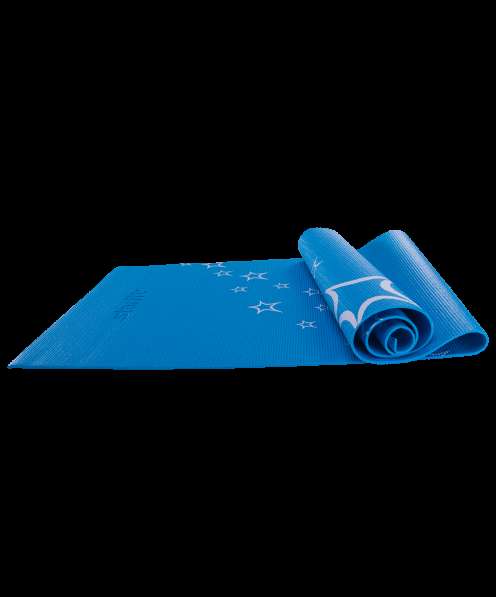 Коврик для йоги FM-102 PVC 173x61x0,6 см, с рисунком, синий в Сочи