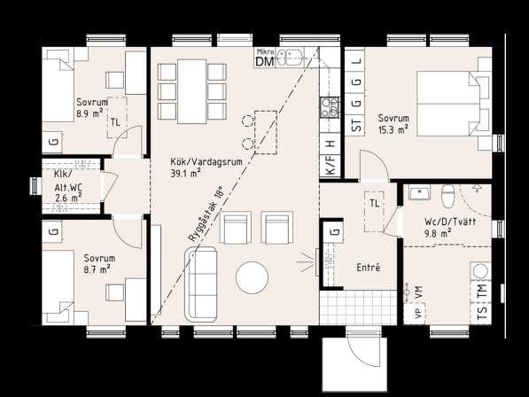 Каркасный дом 12,6х7,8 м в фото 3