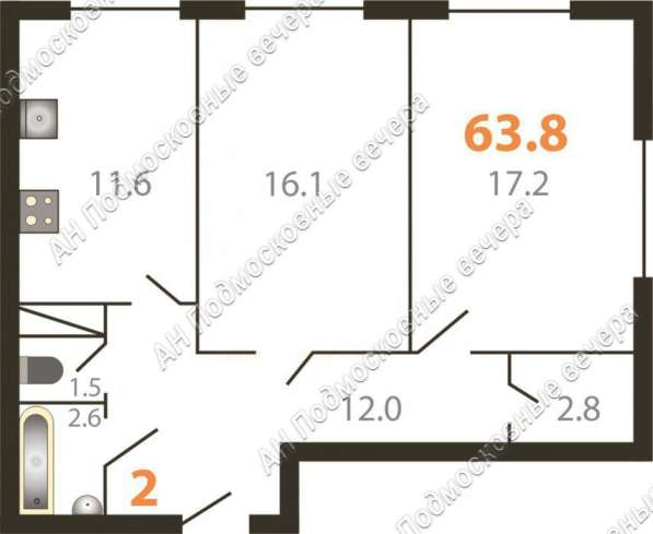 Продам двухкомнатную квартиру в Москва.Жилая площадь 63,80 кв.м.Этаж 3.