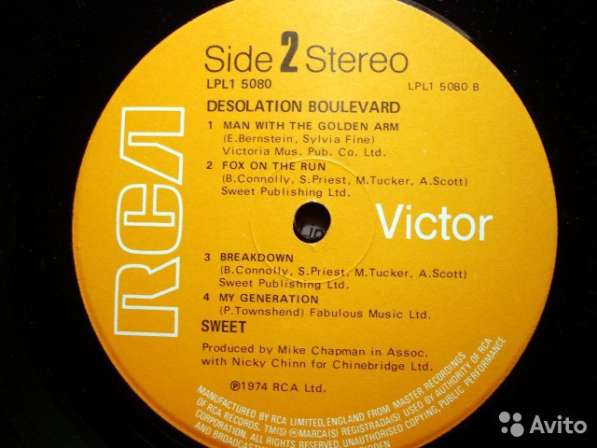 Пластинка виниловая Sweet – Desolation Boulevard в Санкт-Петербурге фото 7