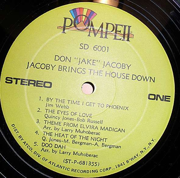 Пластинка Don Jacoby ‎– Jacoby Brings The House Down в Санкт-Петербурге