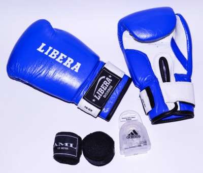 Боксерские перчатки+капа+бинты! Libera+Adidas+AML