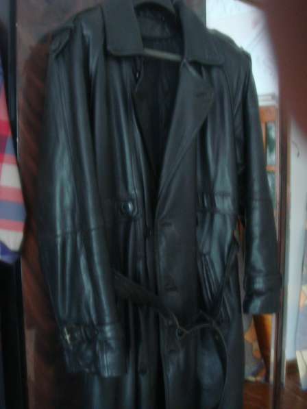 Мужское длинное кожаное пальто. Размер 54-60