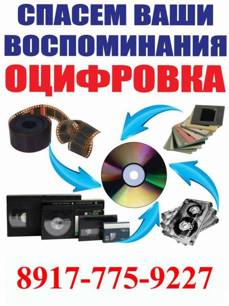 Оцифровка видео-аудиокассет, фотоплёнок, слайдов