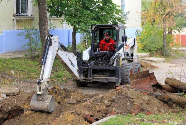 Аренда мини-погрузчика Bobcat с навесным экскаватором в Саратове фото 3