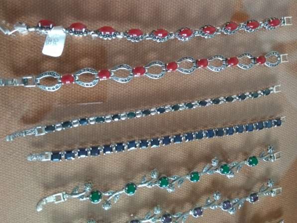 Серебряные браслеты с натуральными полудрагоценными камнями в Москве фото 4