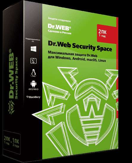 Dr. Web Security Space — лицензия на 1 год на 2 ПК