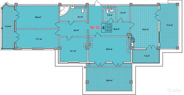 Новая 4-к квартира, 158.4 м², 5/7 эт. в центре Ялты в Ялте фото 14