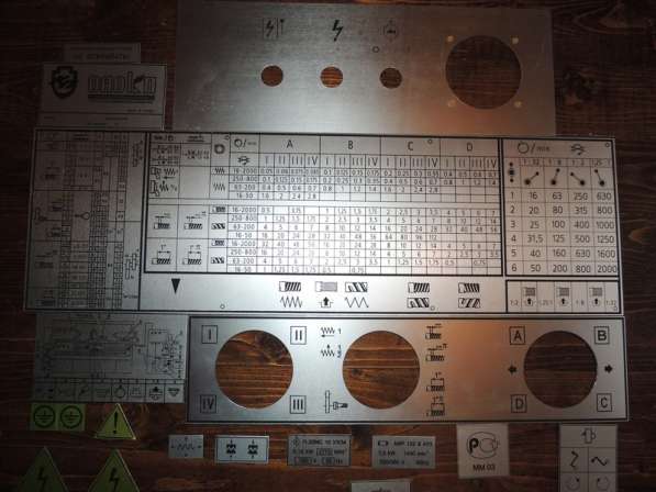 Шильдики для токарных станков 16к20. 16к25. 1м63. 1м65 табли