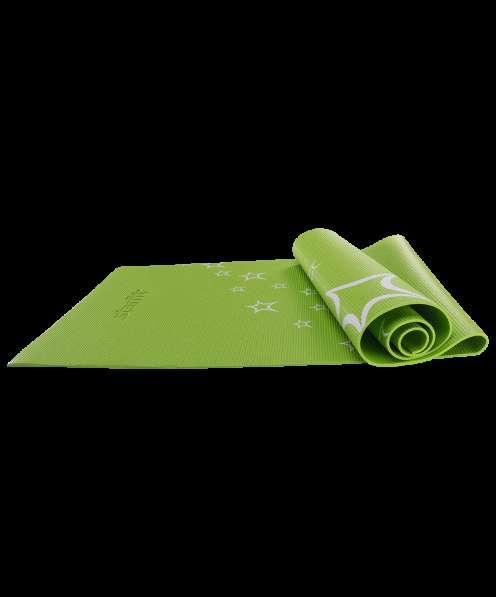 Коврик для йоги FM-102 PVC 173x61x0,4 см, с рисунком, зеленый в Сочи