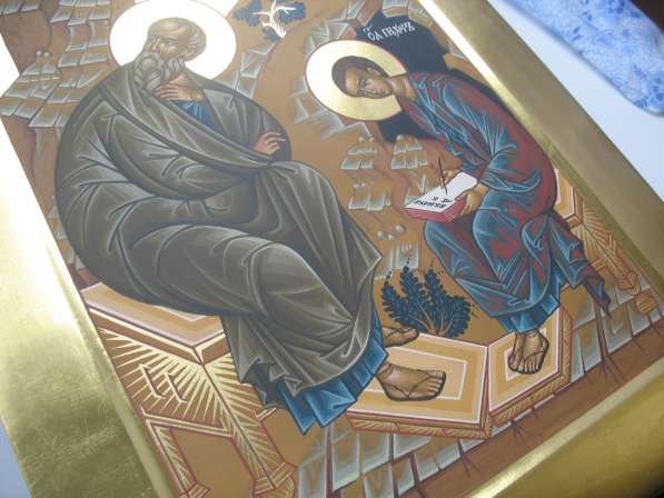 Икона храмовая. Евангелист Иоан и Прохор. На золоте в Москве фото 5