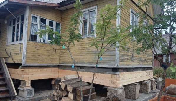 Подьем дома замена венцов