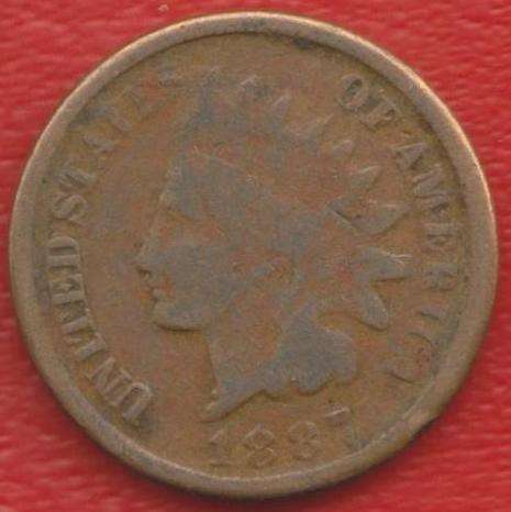 США 1 цент 1887 г. №2 без знака мондвора Филадельфия в Орле
