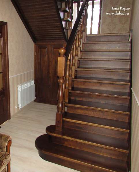 Деревянные лестницы в коттедж в Барнауле фото 7