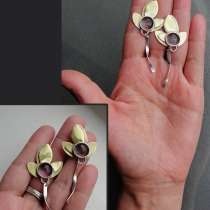 Серьги из латуни и серебра, в Краснодаре