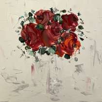 Картина маслом Цветы мастихином, в Москве