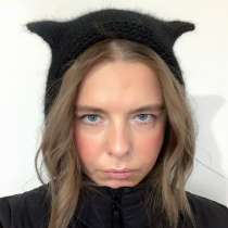 Чепчик с ушками черный пух норки, в Москве