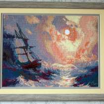 Картина «Буря на море ночью», ручная работа, вышивка, в г.Минск