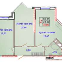2-комнатная квартира 78 кв. м. с витражным остекленением, в Краснодаре