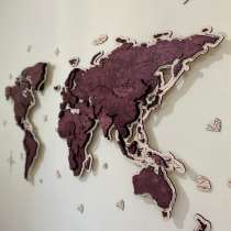 Карта мира из дерева на стену, панно из дерева карта мира, в Санкт-Петербурге